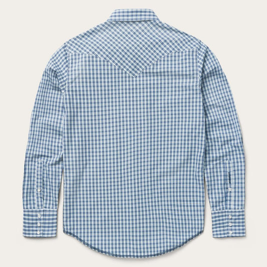 Modern Snap Front Shirt In Mini Check Blue | Men Stetson Western Shirts