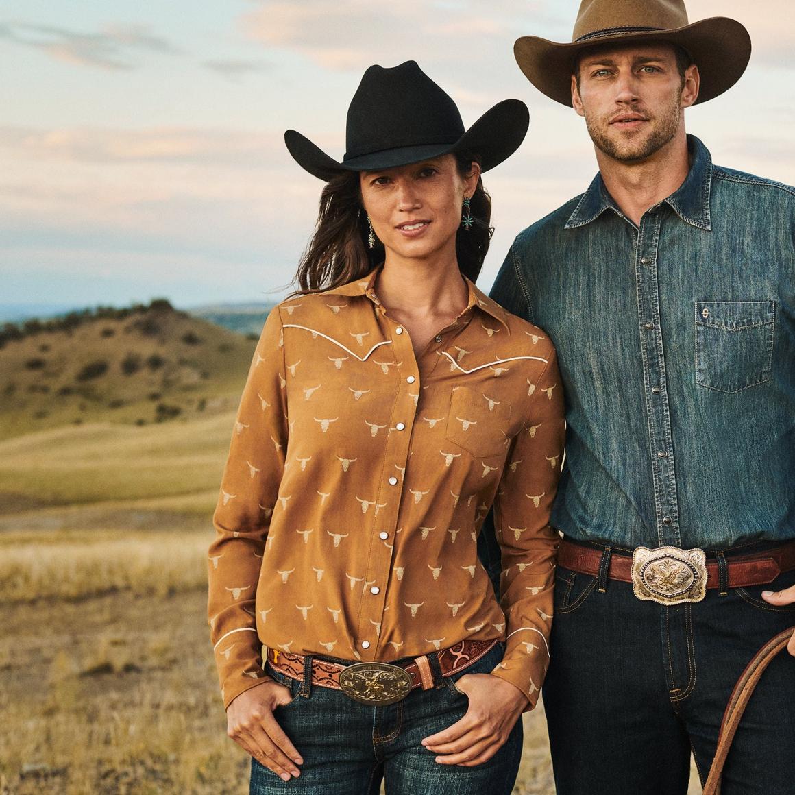 Mojave Longhorn Print Snap Western Shirt Brown | Women Stetson Western Shirts