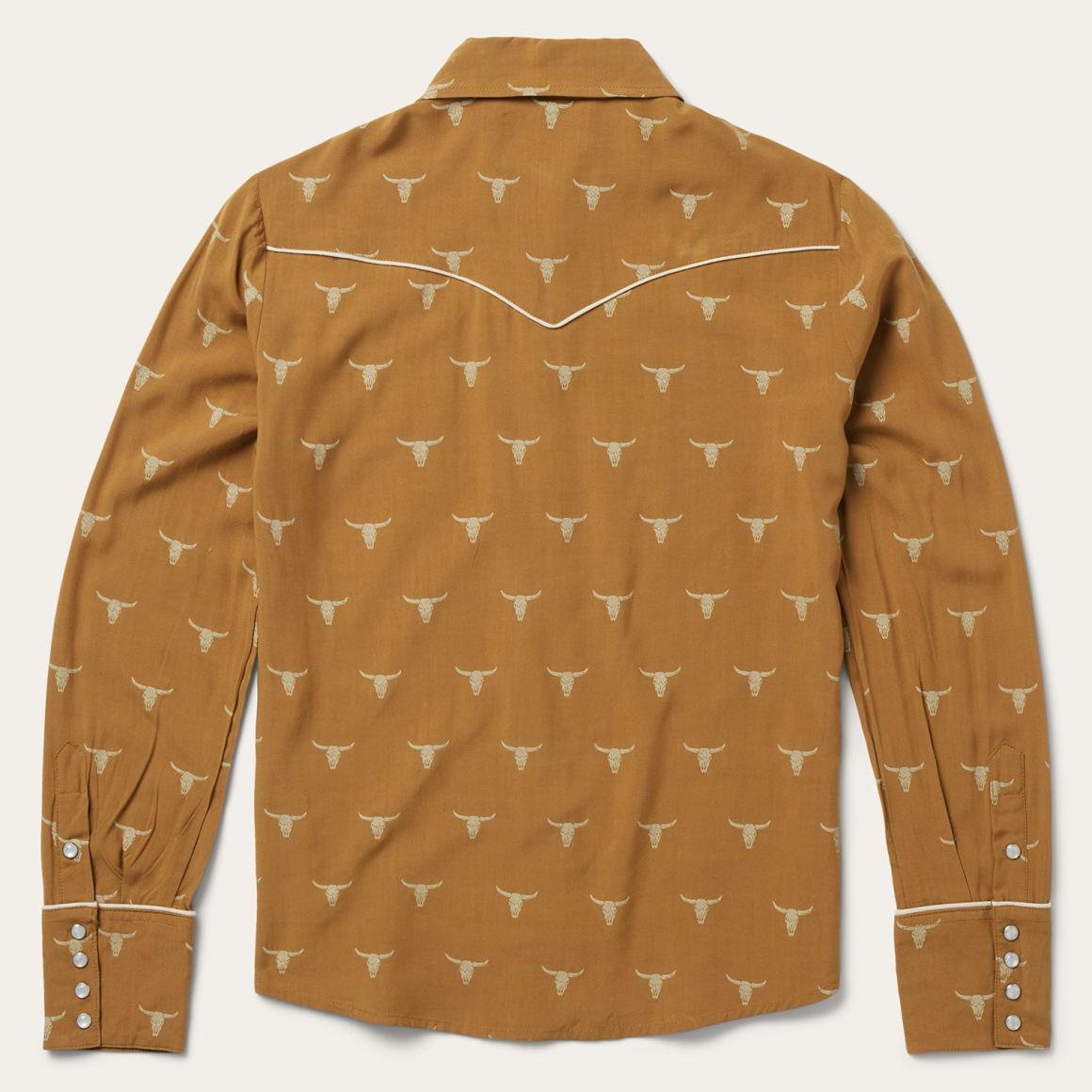 Mojave Longhorn Print Snap Western Shirt Brown | Women Stetson Western Shirts