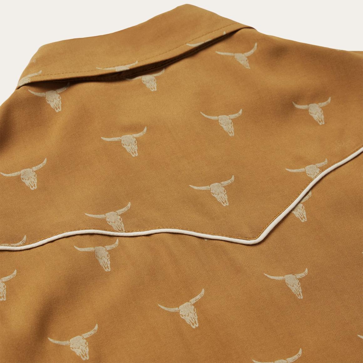 Mojave Longhorn Print Snap Western Shirt Brown | Women Stetson Western Shirts