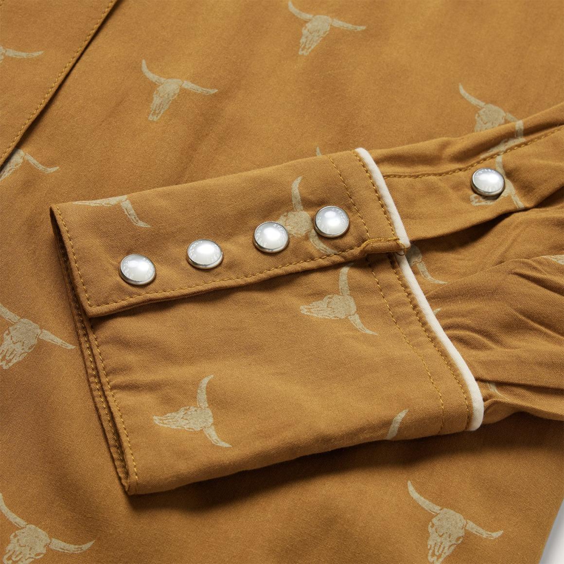 Mojave Longhorn Print Snap Western Shirt Brown | Women Stetson Western Shirts