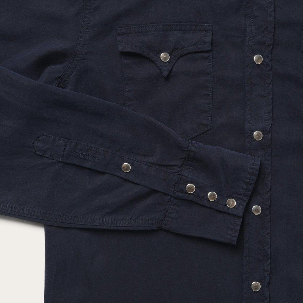 Navy Twill Shirt Blue | Men Stetson Modern Cut