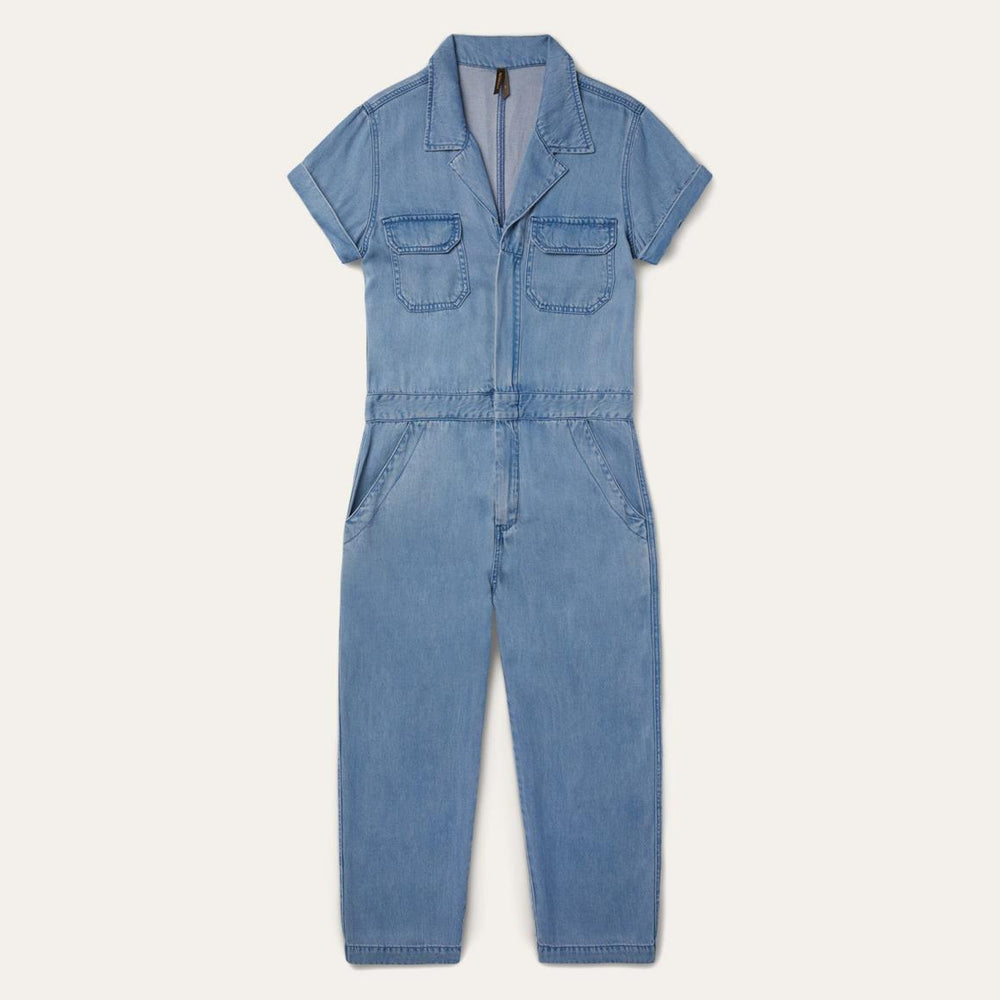 Notch Collar Jumpsuit Blue | Women Stetson Jumpsuits
