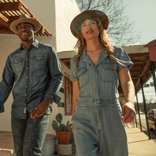 Notch Collar Jumpsuit Blue | Women Stetson Jumpsuits