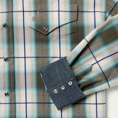 Olive Ombre Plaid Western Shirt Green | Men Stetson Classic Cut