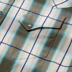 Olive Ombre Plaid Western Shirt Green | Men Stetson Western Shirts