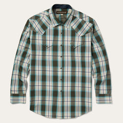 Olive Ombre Plaid Western Shirt Green | Men Stetson Western Shirts
