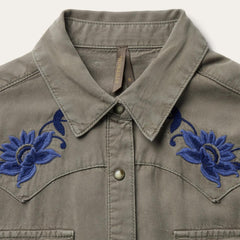 Olive Twill Western Shirt Green | Women Stetson Western Shirts