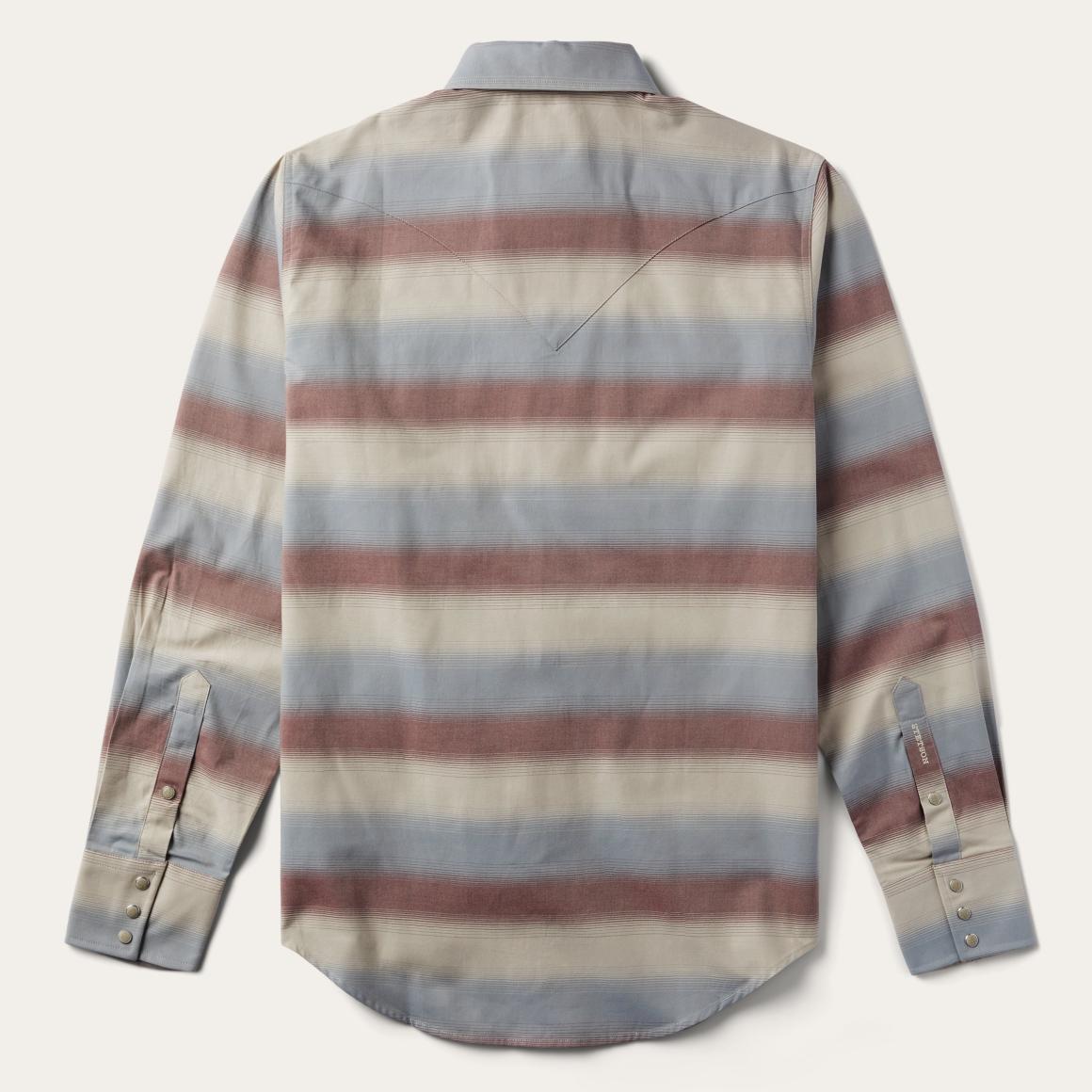 Ombre Stripe Twill Shirt Wine | Men Stetson Modern Cut