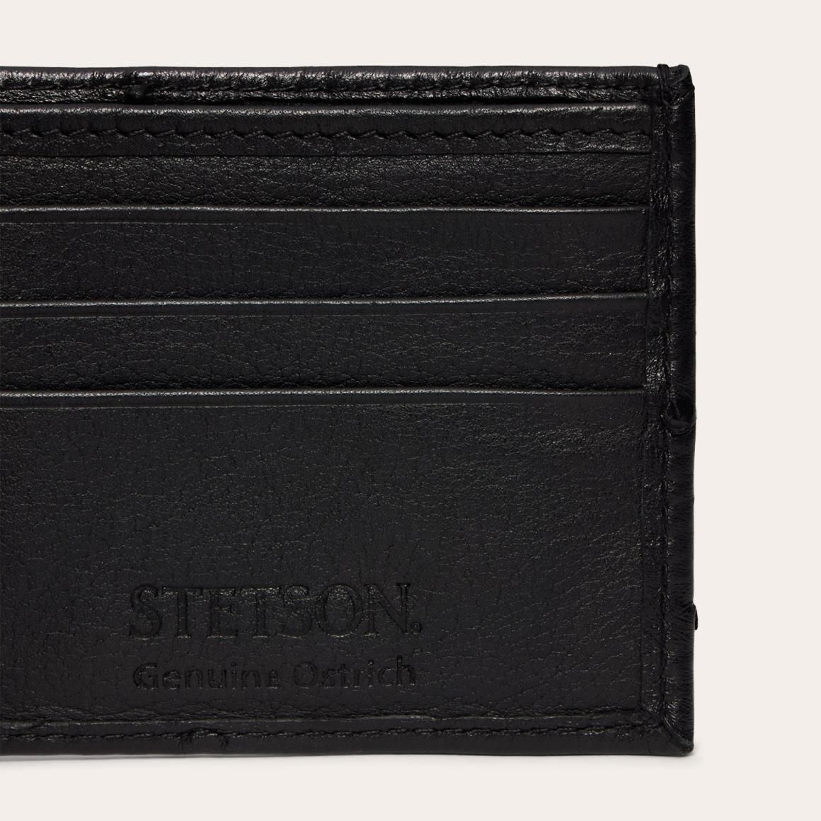 Ostrich Bi-Fold Wallet Black Cowboy Classic | Men Stetson Wallets