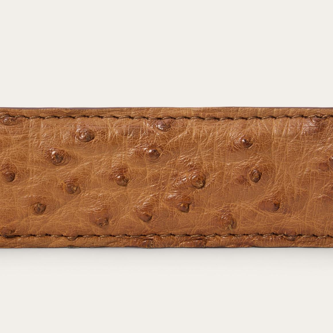 Ostrich Western Tab Belt - 1 1/4" Width Antique Cognac | Men Stetson Belts