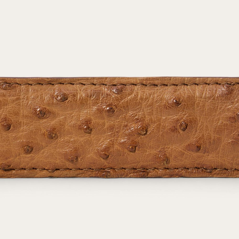 Ostrich Western Tab Belt - 1 1/4" Width Antique Cognac | Men Stetson Belts