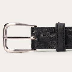 Ostrich Western Tab Belt - 1 1/4" Width Black Cowboy Classic | Men Stetson Belts