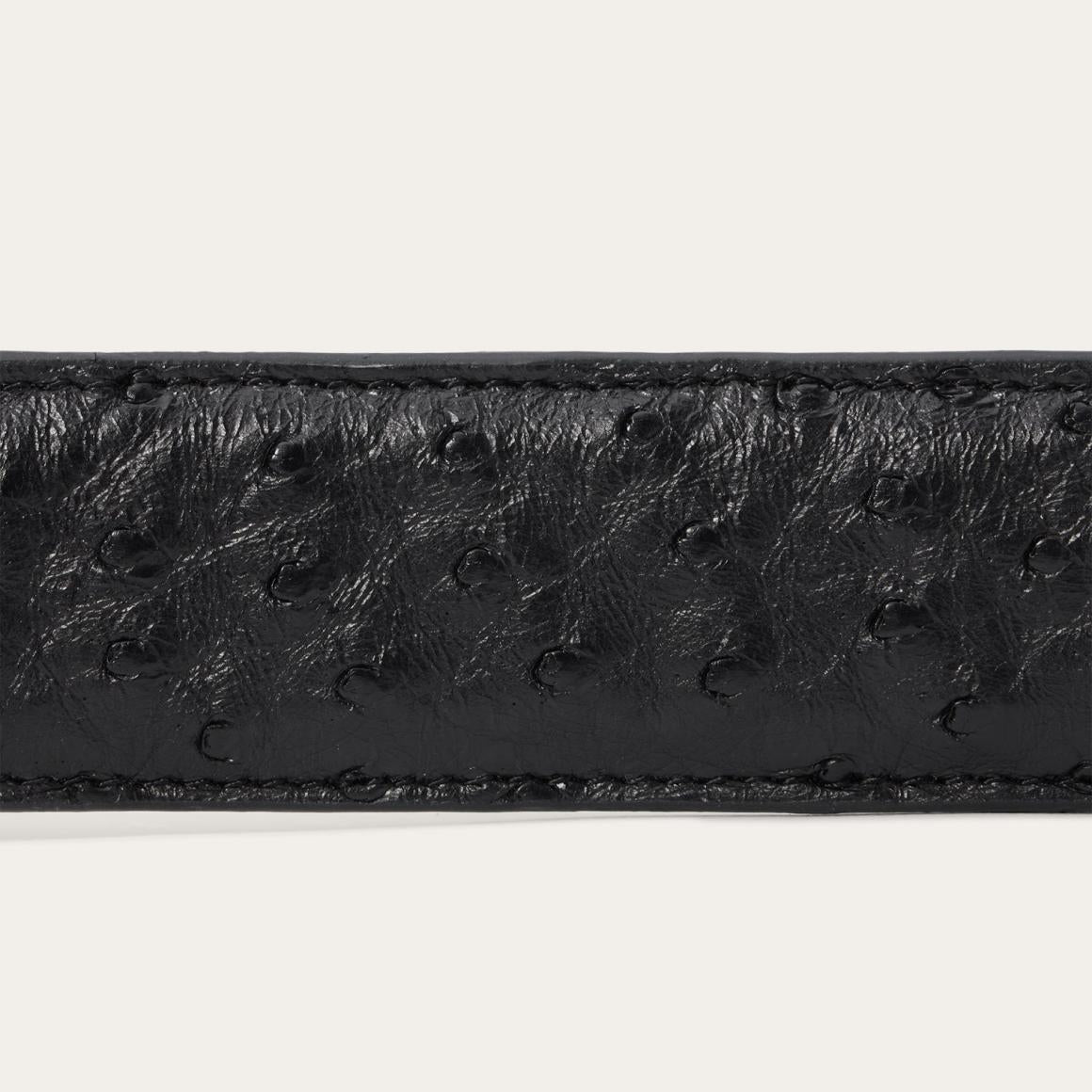 Ostrich Western Tab Belt Black | Men Stetson Belts