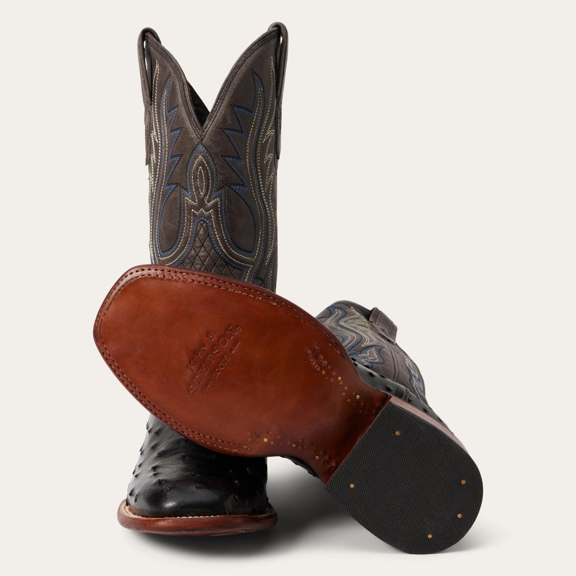 Ozzy Ostrich Boot Black | Men Stetson Western