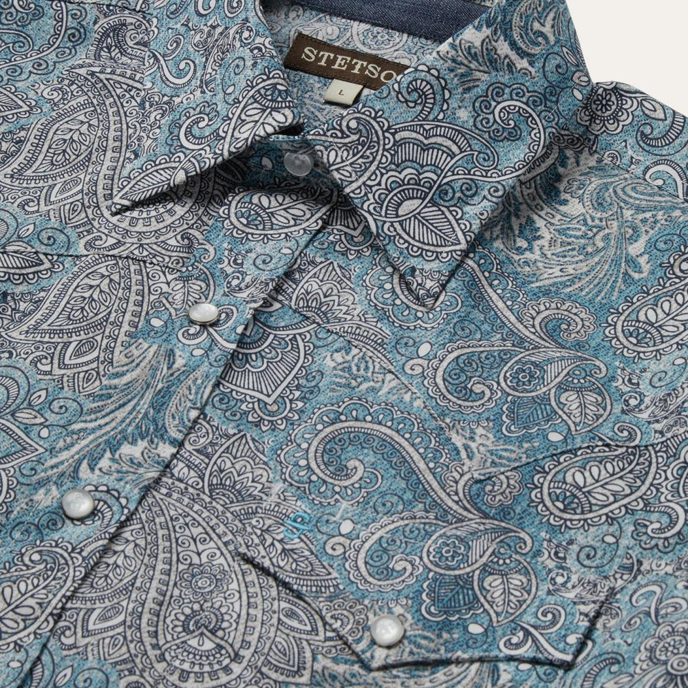 Paisley Western Shirt Green | Men Stetson Western Shirts
