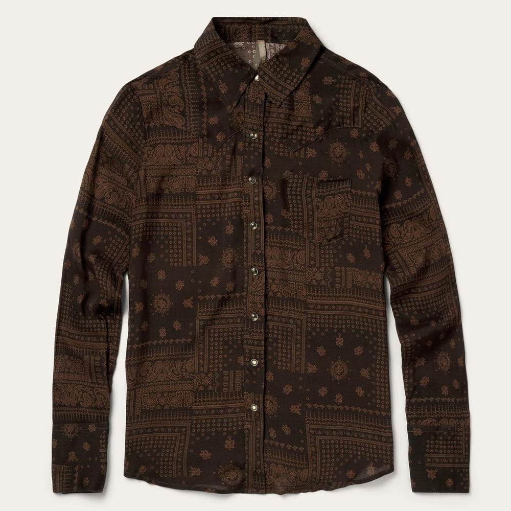 Patchwork Bandana Print Shirt Brown | Women Stetson Western Shirts