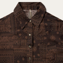 Patchwork Bandana Print Shirt Brown | Women Stetson Western Shirts