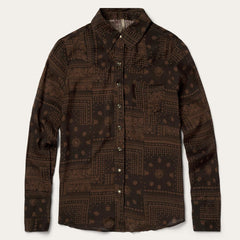 Patchwork Bandana Print Shirt Brown | Women Stetson Western Shirts