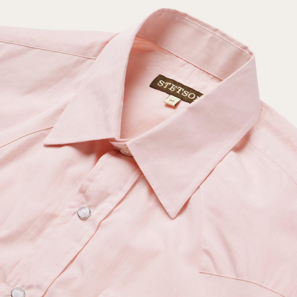 Pink End-On-End Western Shirt Pink | Men Stetson Western Shirts