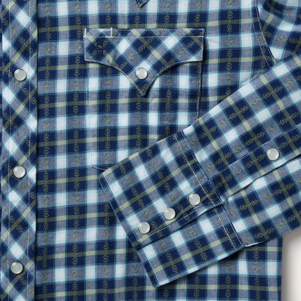 Plaid Twill Dobby Western Shirt Blue | Men Stetson Western Shirts