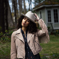Premium Suede Moto Jacket Tan | Women Stetson Jackets