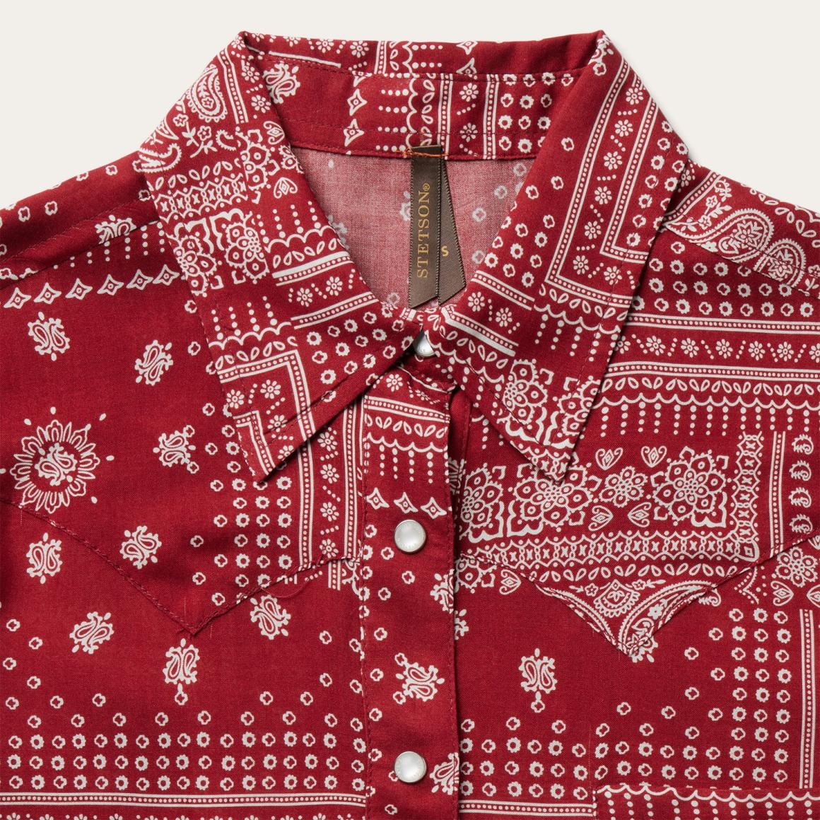 Red Bandana Patchwork Shirt Red | Women Stetson Western Shirts