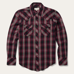 Red Marl Plaid Western Shirt Red | Men Stetson Modern Cut
