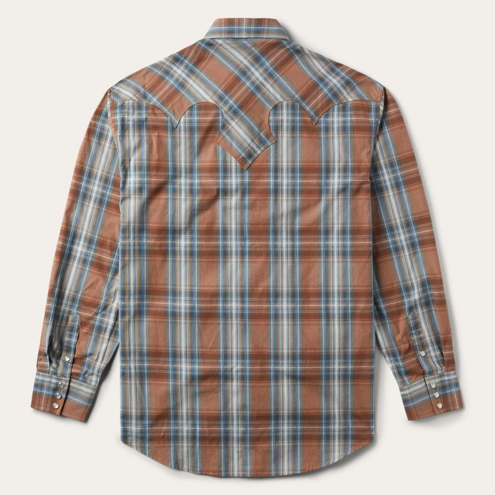 Rustic Plaid Western Shirt Brown | Men Stetson Western Shirts