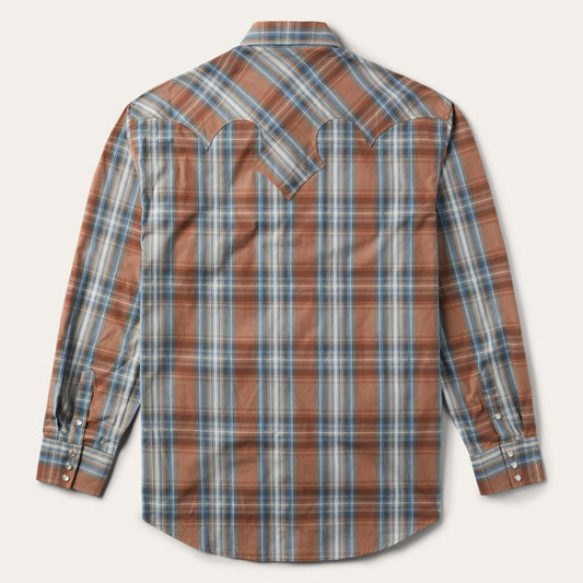 Rustic Plaid Western Shirt Brown | Men Stetson Western Shirts