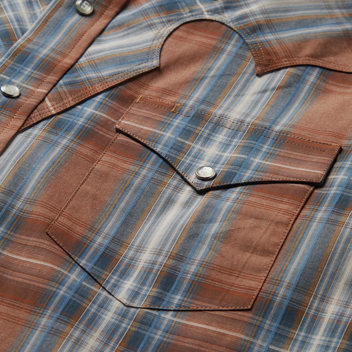 Rustic Plaid Western Shirt Brown | Men Stetson Western Shirts