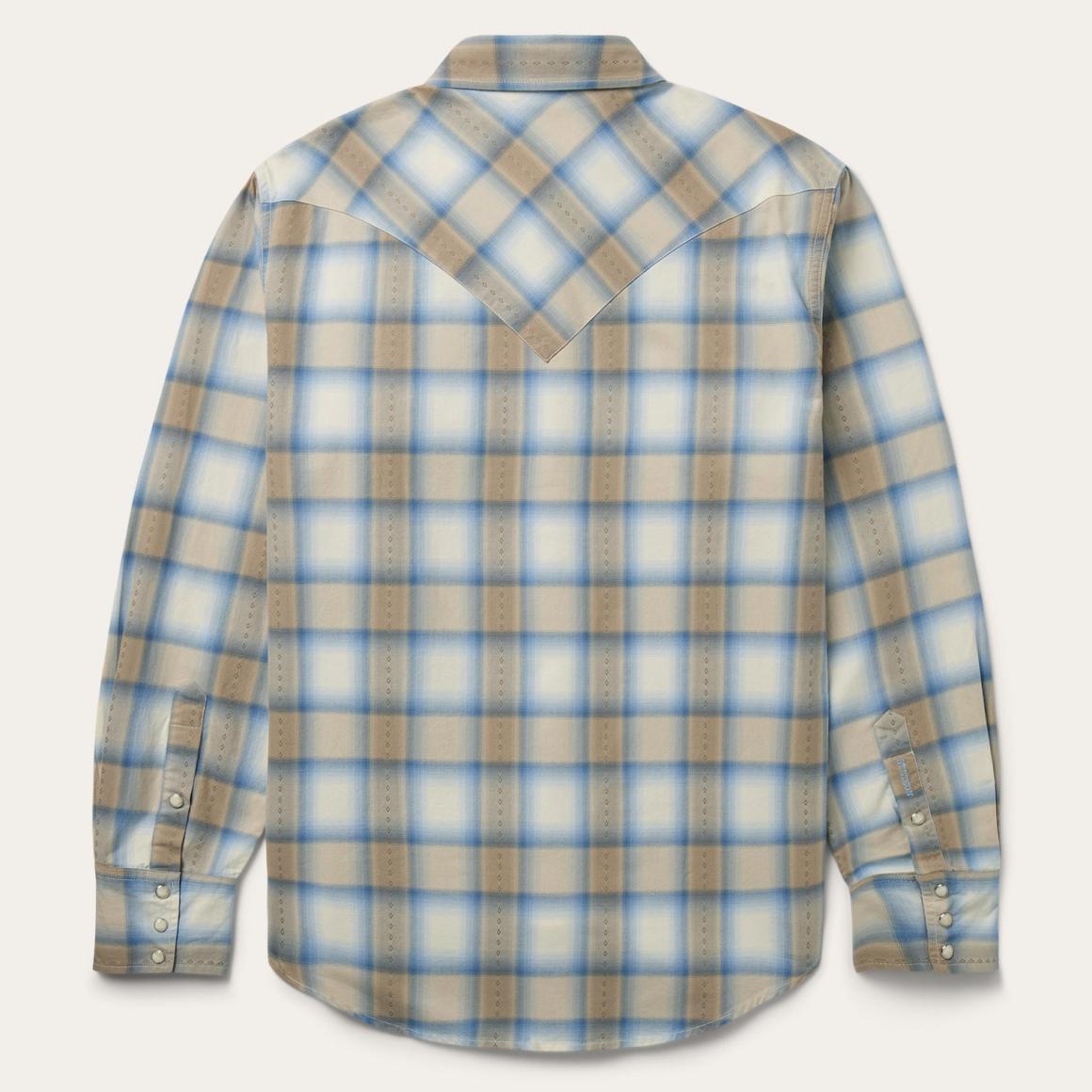 Sand Plaid Dobby Western Shirt Brown | Men Stetson Western Shirts