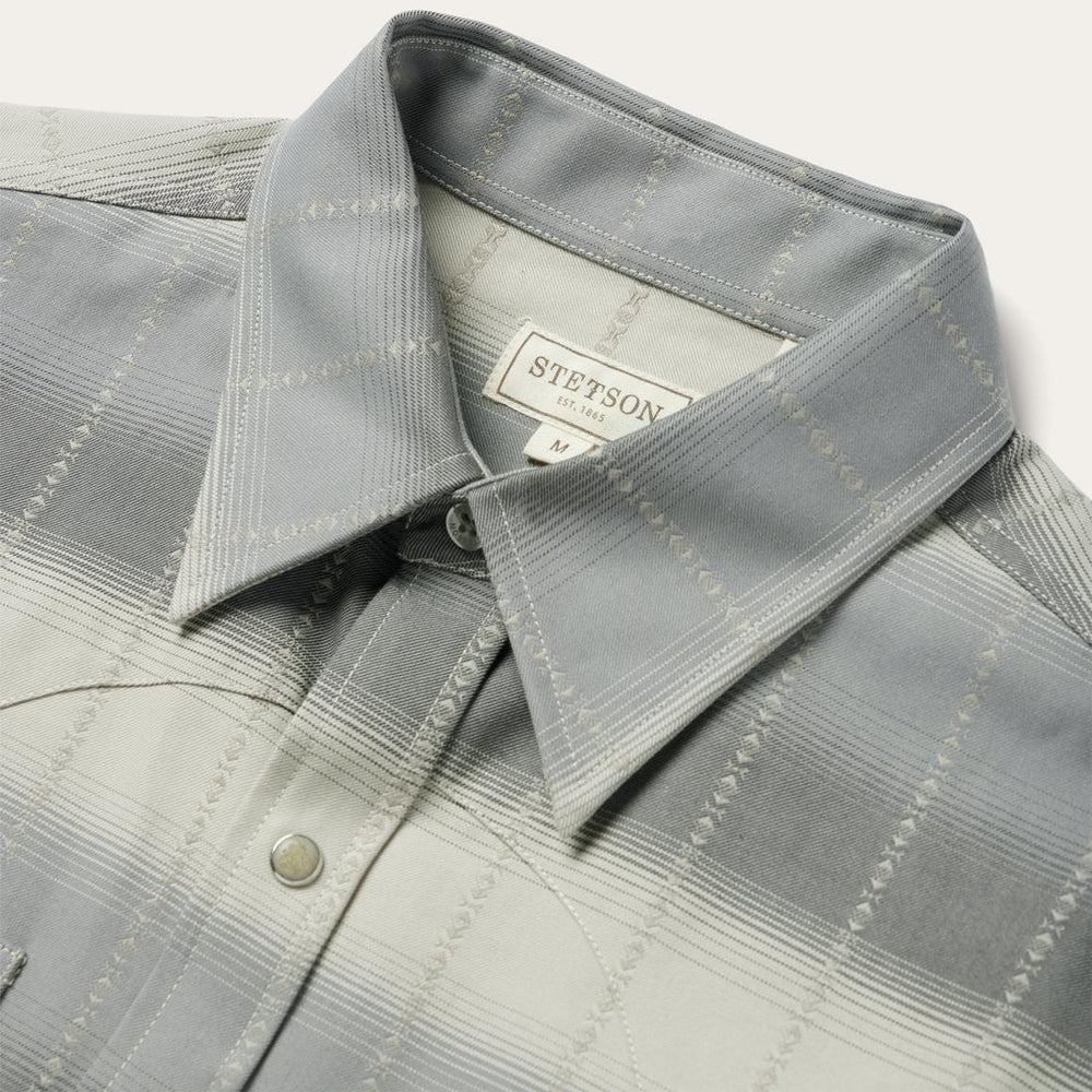 Serape Dobby Twill Western Shirt Brown | Men Stetson Modern Cut