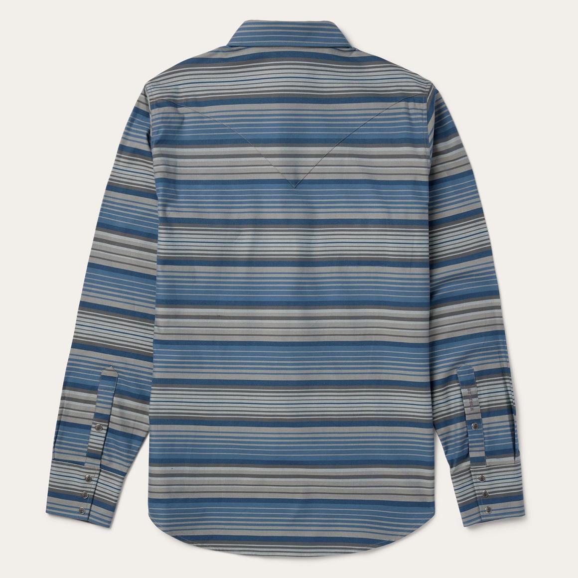 Serape Stripe Western Shirt Blue | Men Stetson Modern Cut