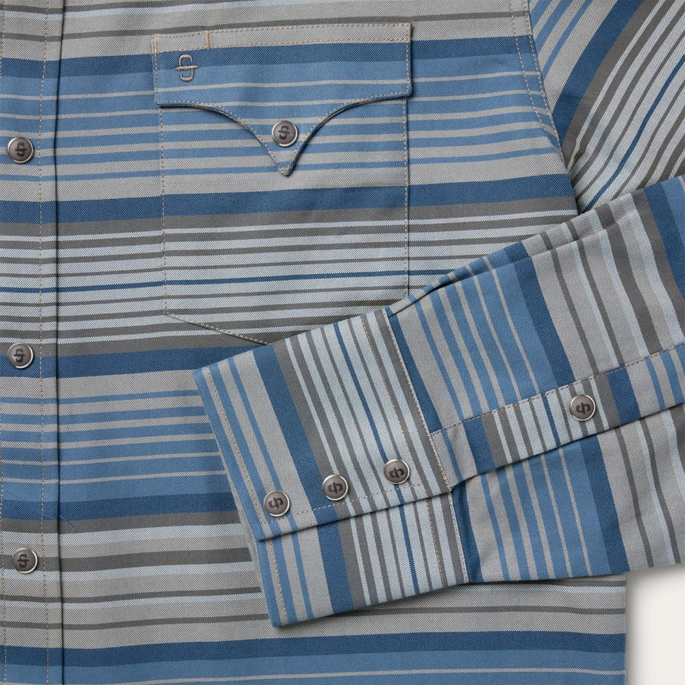Serape Stripe Western Shirt Blue | Men Stetson Modern Cut