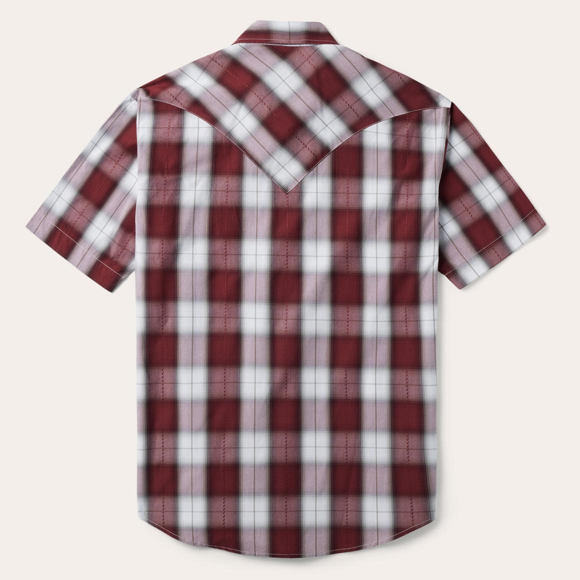 Shadow Plaid Short Sleeve Western Shirt Wine | Men Stetson Classic Cut