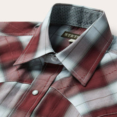 Shadow Plaid Short Sleeve Western Shirt Wine | Men Stetson Western Shirts