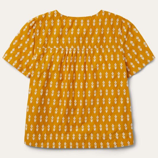Short-Sleeved Aztec Blouse Yellow | Women Stetson Blouses