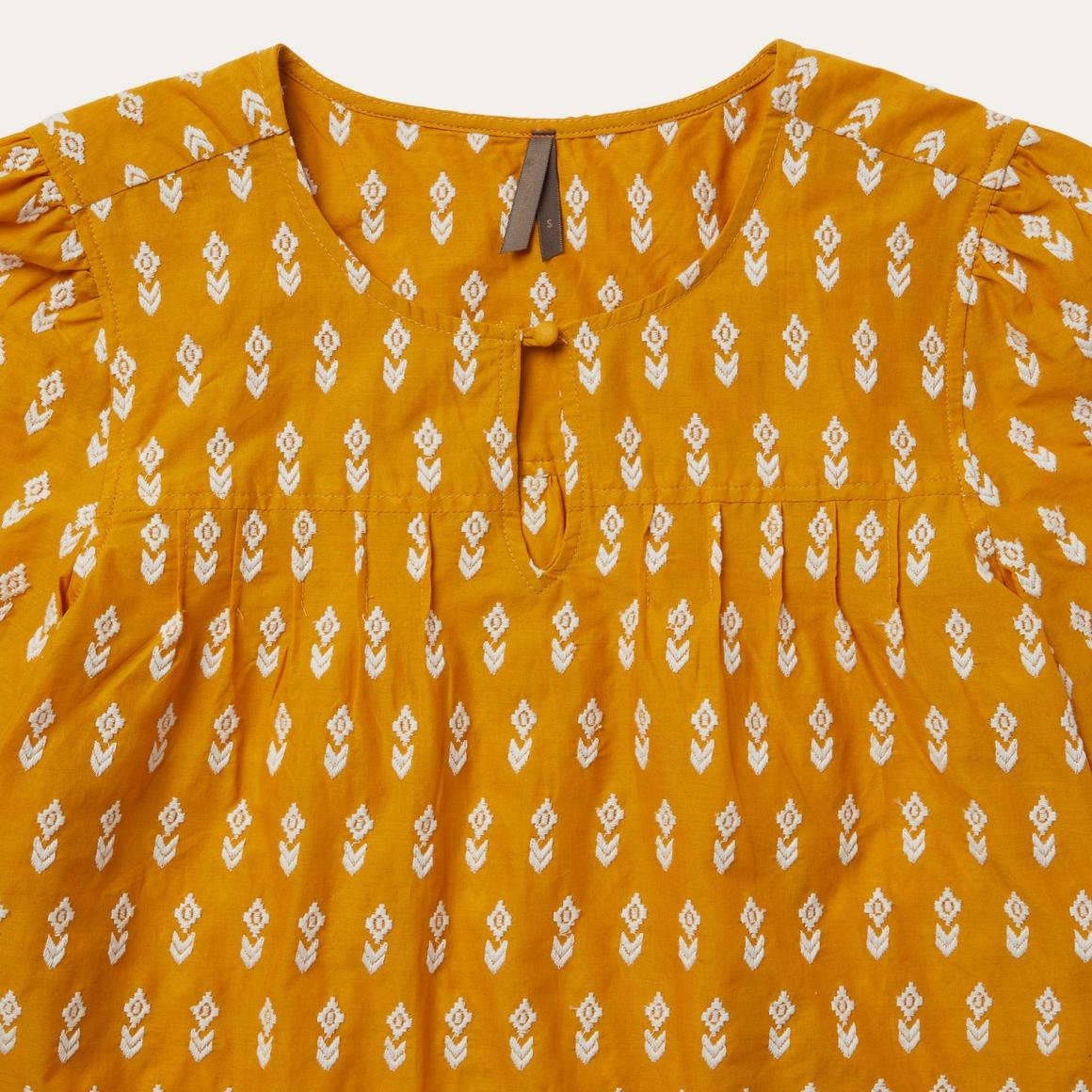 Short-Sleeved Aztec Blouse Yellow | Women Stetson Blouses