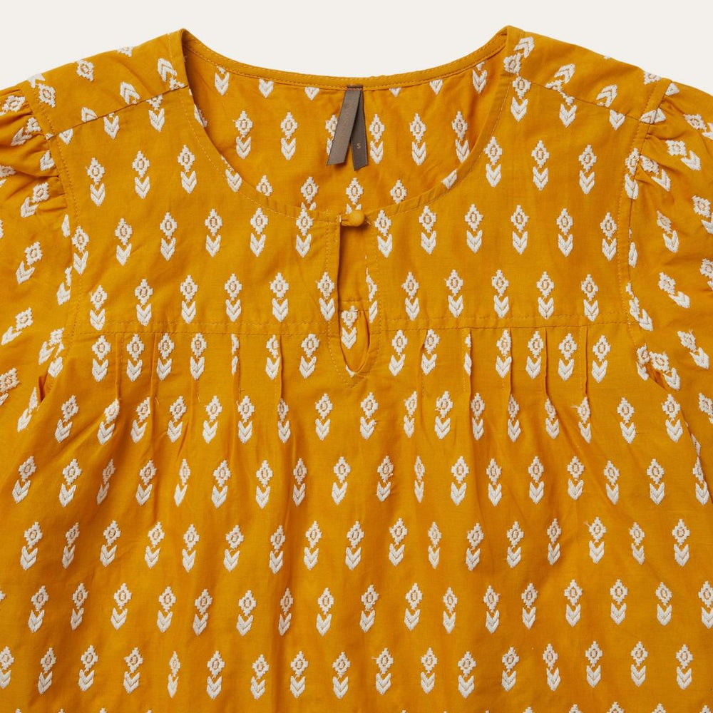 Short-Sleeved Aztec Blouse Yellow | Women Stetson Blouses