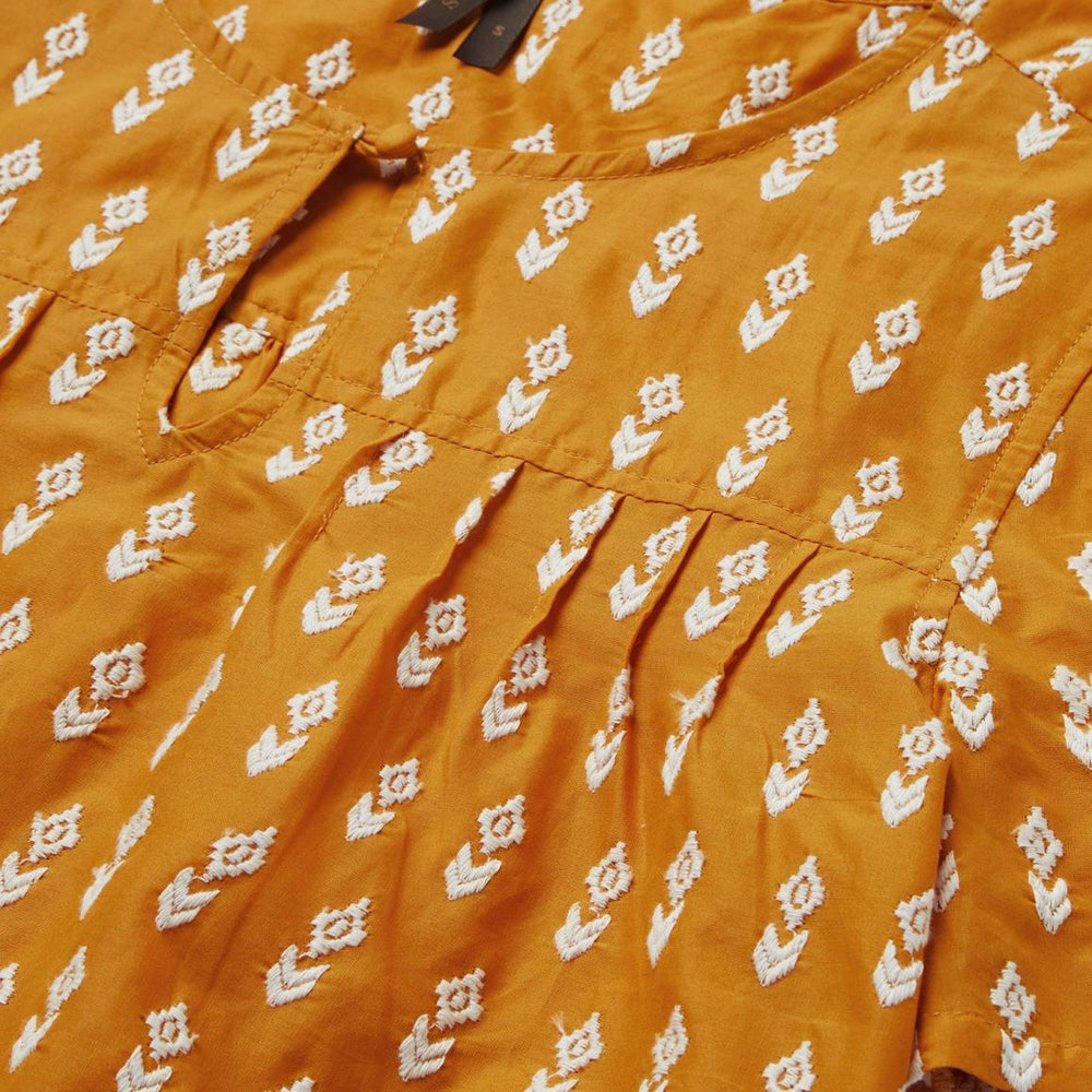 Short-Sleeved Aztec Blouse Yellow | Women Stetson Blouses