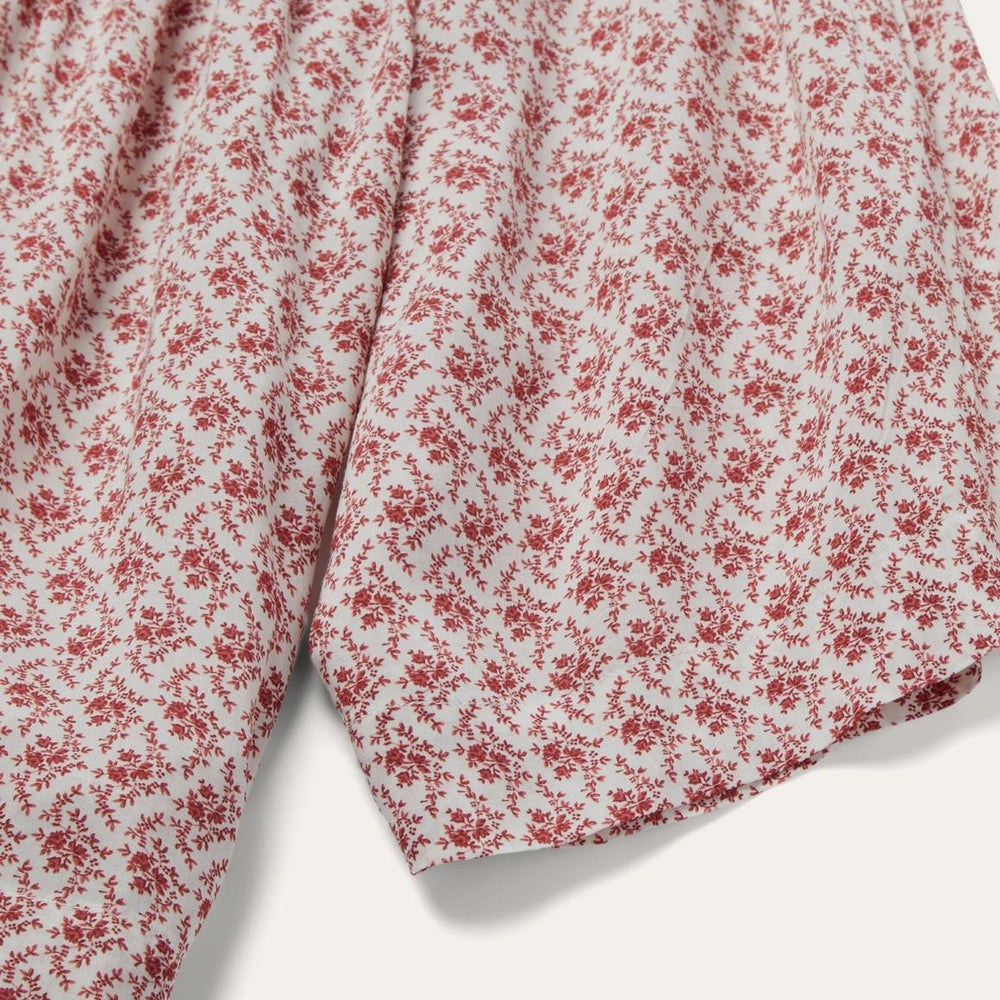Short-Sleeved Cottage Floral Blouse Red | Women Stetson Blouses