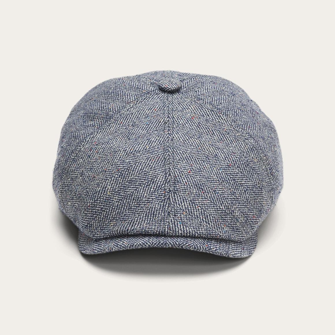 Silk Six-Panel Cap Blue Herringbone | Men/Women Stetson Caps &amp; Truckers