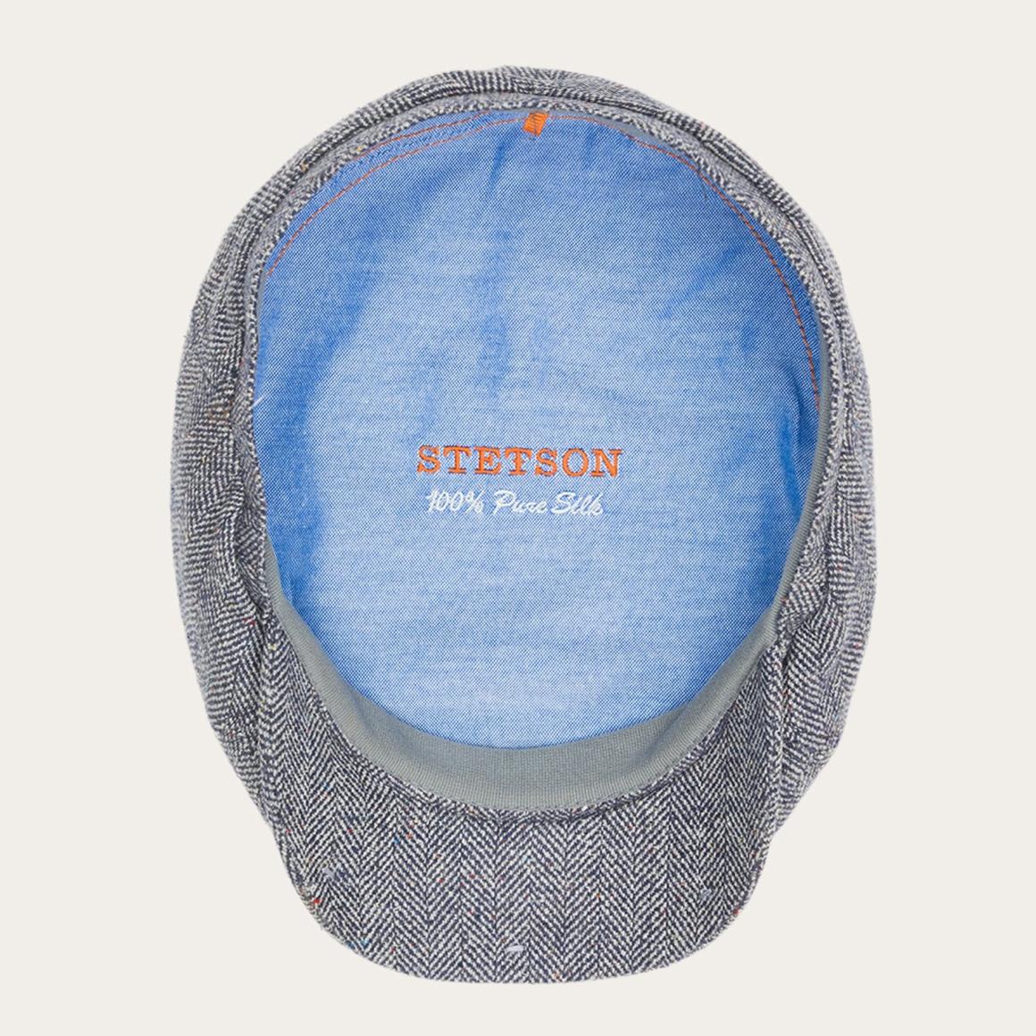 Silk Six-Panel Cap Blue Herringbone | Men/Women Stetson Caps &amp; Truckers