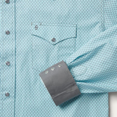 Silver Diamond Neat Print Western Shirt Blue | Men Stetson Western Shirts