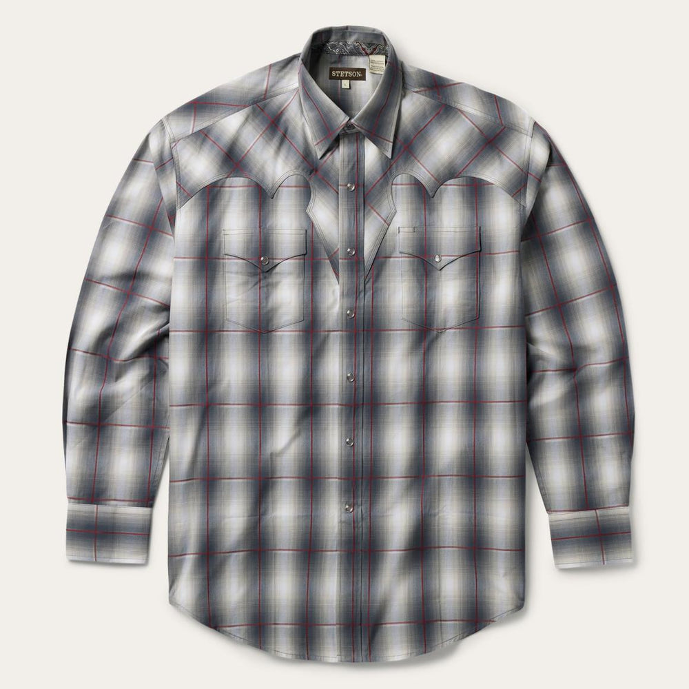 Smoke Ombre Western Shirt Grey | Men Stetson Classic Cut