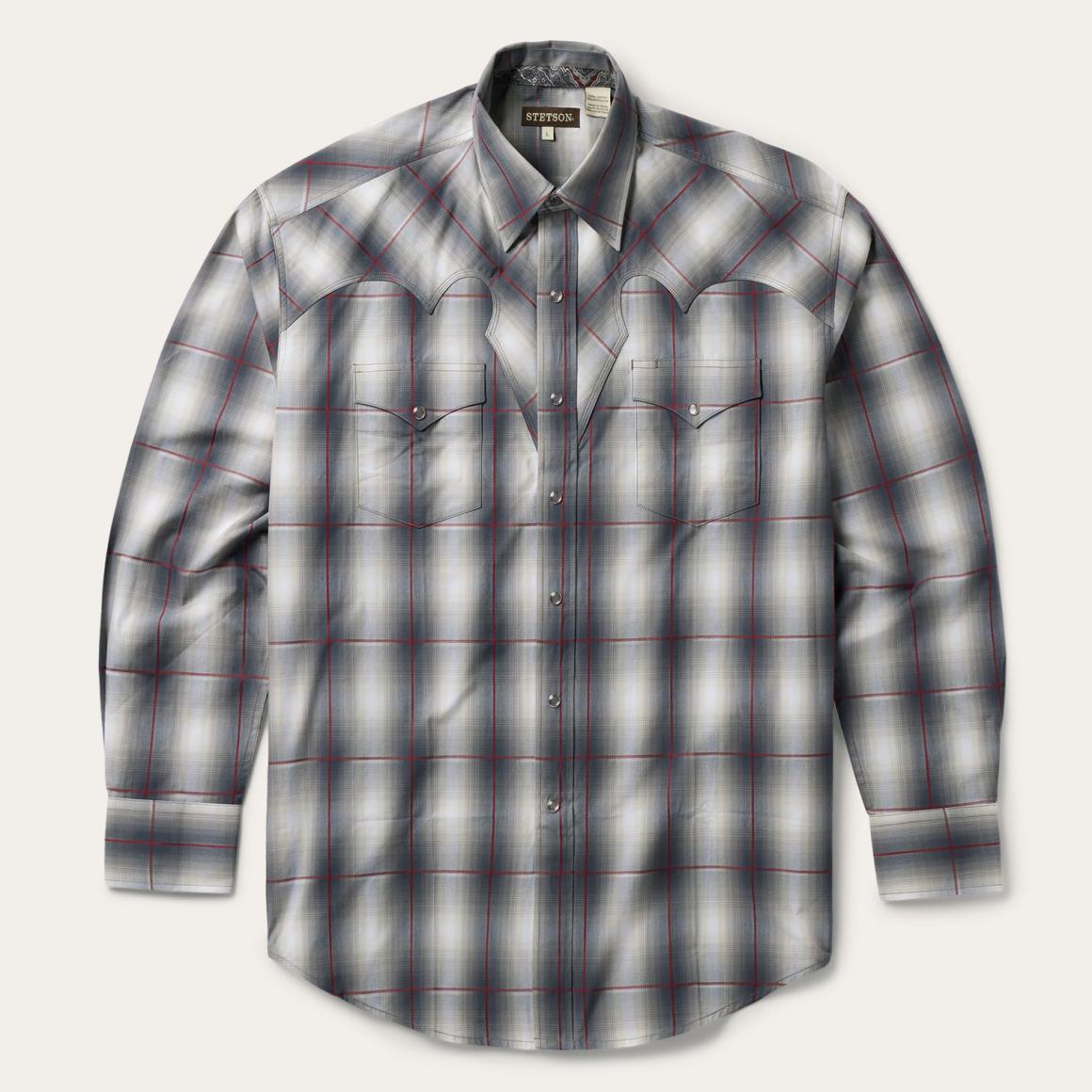 Smoke Ombre Western Shirt Grey | Men Stetson Classic Cut