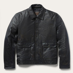 Snap Front Leather Jacket Brown | Men Stetson Jackets