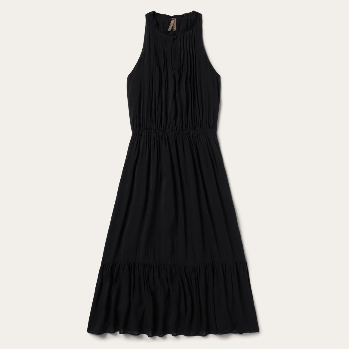 Solid Rayon Sleeveless Prairie Dress Black | Women Stetson Midi