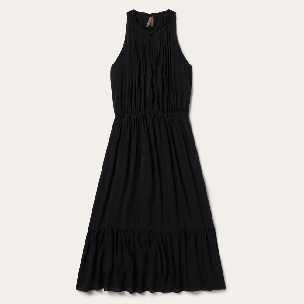 Solid Rayon Sleeveless Prairie Dress Black | Women Stetson Midi